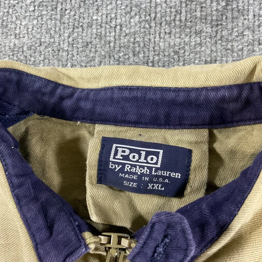 Vintage 90s Polo Ralph Lauren XXL Harrington Jacket Made USA Tan Pony Bomber